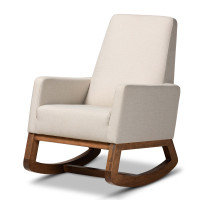 Baxton Studio BBT5199-Light Beige Yashiya Mid-century Retro Modern Light Beige Fabric Upholstered Rocking Chair